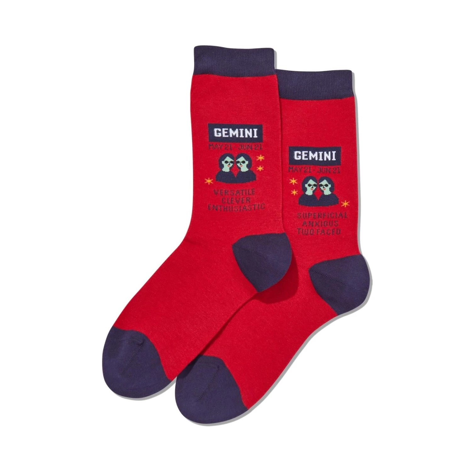 Hot Sox Womens Gemini Zodiac Crew Socks 3 Hot Sox Womens Gemini Zodiac Crew Socks