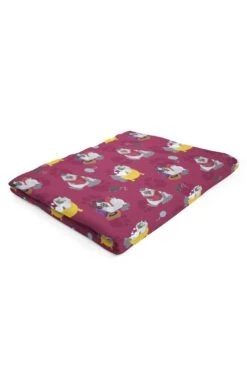 Lazy Kitty Oversized Throw/Blanket -Fashion Socks Store HH Lazy Kitty Blanket Raspberry Folded