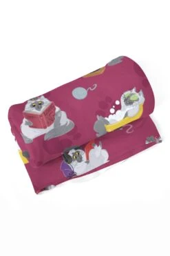 Lazy Kitty Oversized Throw/Blanket -Fashion Socks Store HH Lazy Kitty Blanket Raspberry Rolled
