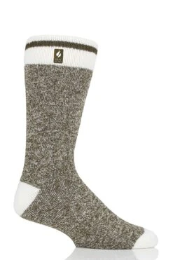 Men's Bunting LITE™ Cream Block Twist Crew Sock -Fashion Socks Store HH Mens Bunting Lite Cream Block Twist Crew Forest Green