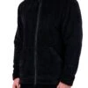 Men's Plush Zip-Front Jacket -Fashion Socks Store HH Mens Plush Zip Front Jacket Black Front Side