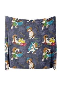 Nature Pup Oversized Throw/Blanket -Fashion Socks Store HH Nature Pup Blanket Indigo Open