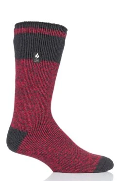Men's Rook ORIGINAL™ Block Twist Crew Socks -Fashion Socks Store HH Rook Mens Original Block Twist Crew Charcoal Red