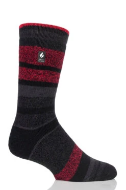 Men's Starling Stripe LITE™ Crew Socks -Fashion Socks Store HH Starling Mens Lite Crew Black Red