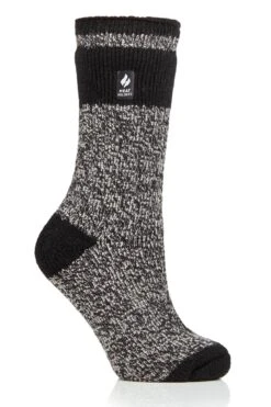 Women's Snowdrop ORIGINAL™ Block Twist Socks -Fashion Socks Store HH Wmns Snowdrop Block Twist Crew Black Cream