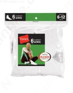 Hanes Men's 6-Pack Full Cushion Ankle Socks -Fashion Socks Store HNS 47333 alt01