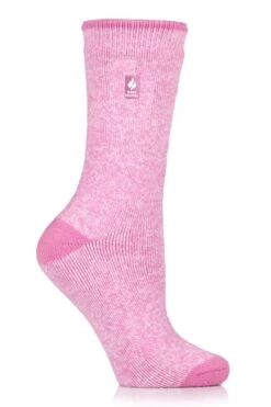 Women's Viola LITE™ Twist Crew Socks -Fashion Socks Store LADIES VIOLA LITETWIST LTPINK CREAMLEGSHOT