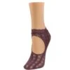 Memoi MS2-353-50000-OS Womens Floral Net Loafer Socks, Grape Compote - One Size