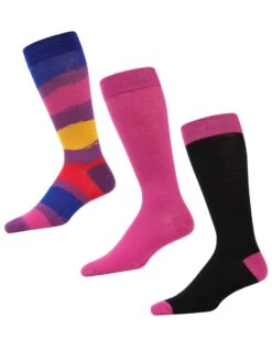 Memoi MMS4-631-96014-10 13 Mens Paint Block Crew Socks , Black & Purple - Size 10-13 - Pack Of 3