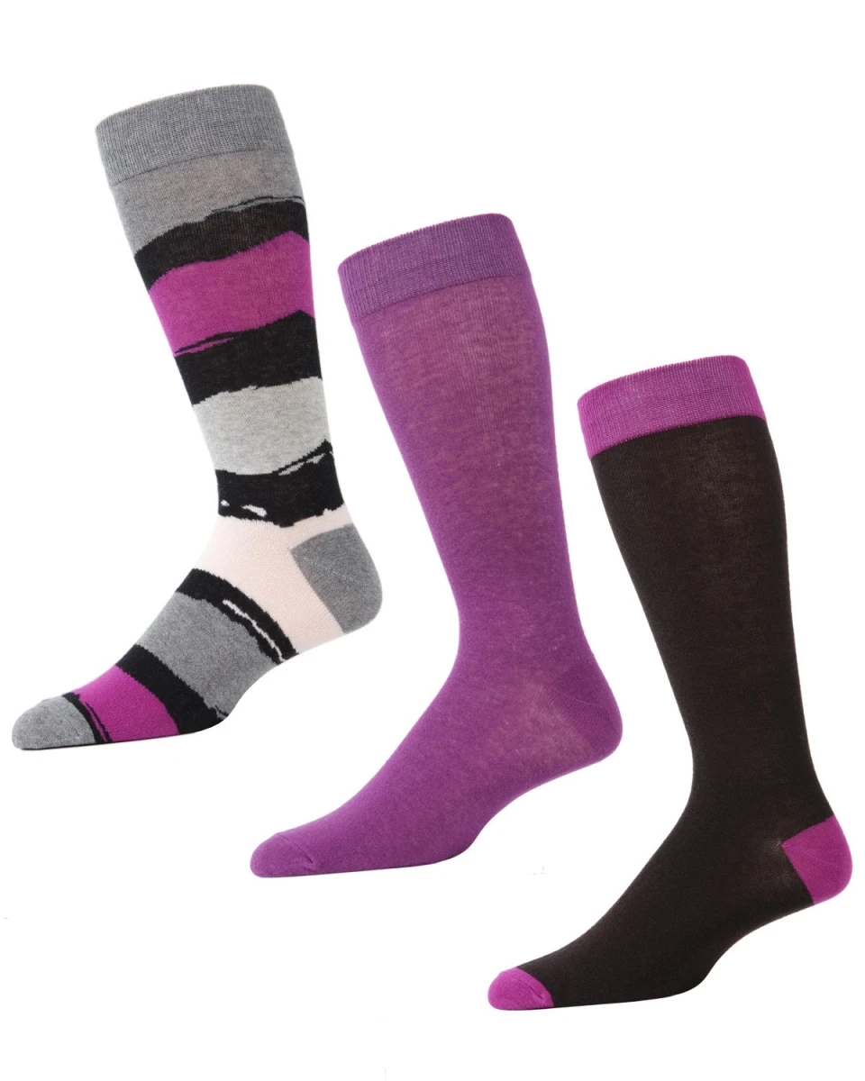 Memoi MMS4-631-54000-10 13 Mens Paint Block Crew Socks , Grape - Size 10-13 - Pack Of 3 3 Memoi MMS4-631-54000-10 13 Mens Paint Block Crew Socks , Grape - Size 10-13 - Pack Of 3