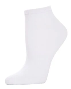 Memoi ML-517-10103-OS Bamboo Blend Solid Knit Low-Cut Socks For Womens, White - One Size