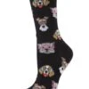 Memoi MCV04095-00001-9-11 Professor Dogs Bamboo Blend Crew Socks For Womens, Black - Size 9-11