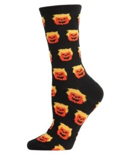 Memoi MCV05777-00001-9-11 Number 45 Halloween Crew Socks For Womens, Black - Size 9-11