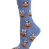 Memoi MCV05778-40802-9-11 Pumpkin Puppy Holiday Crew Socks For Womens, Denim Heather - Size 9-11 -Fashion Socks Store NFCL19988