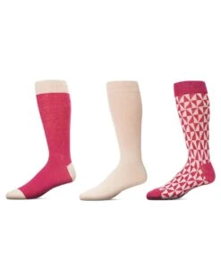Memoi MMS4-622-54005-10 13 Mens Kaleidotones Crew Socks , Fuchsia - Size 10-13 - Pack Of 3
