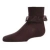 Memoi MK-5061-20000-12 Classic Lace Girls Ruffle Anklet Socks, Brown - Size 12 -Fashion Socks Store NFCL20739
