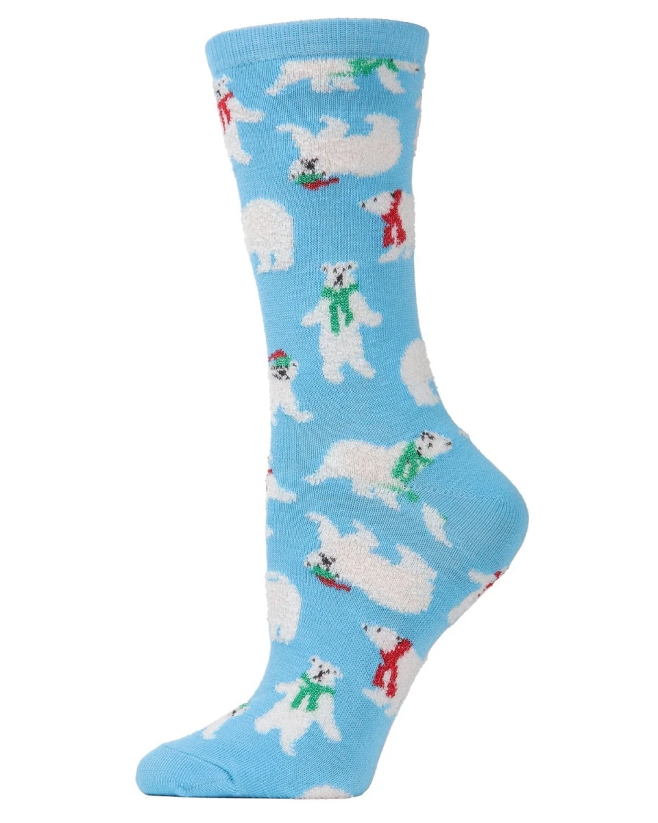 Memoi MF6-1202-45006-OS Polar Bear Holiday Crew Socks For Womens, Gulf Stream - One Size 3 Memoi MF6-1202-45006-OS Polar Bear Holiday Crew Socks For Womens, Gulf Stream - One Size