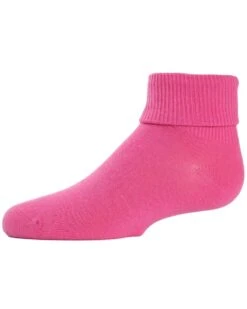 Memoi MK-5058-67017-4 Triple Roll Toddlers Ankle Socks, Magenta - Size 4