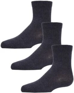 Memoi MK-556-40602-34 Unisex Quarter Socks, Denim - Size 3-4 - Pack Of 3