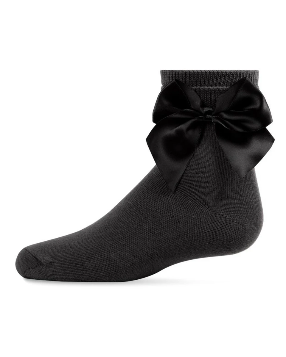 Memoi MKF-6032-00001-8 Girls Side Bow Anklet Socks, Black - Size 8 3 Memoi MKF-6032-00001-8 Girls Side Bow Anklet Socks, Black - Size 8