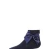 Memoi MKF-6032-40120-10 Girls Side Bow Anklet Socks, Navy - Size 10 -Fashion Socks Store NFCL22269