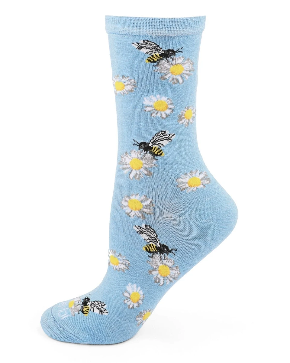 Memoi MCV06811-45012-9-11 Daisy Bees Bamboo Crew Sock For Womens, Light Blue - Size 9-11 3 Memoi MCV06811-45012-9-11 Daisy Bees Bamboo Crew Sock For Womens, Light Blue - Size 9-11