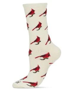 Memoi MCV06816-11700-9-11 Cardinal Bamboo Crew Sock For Womens, Winter White - Size 9-11