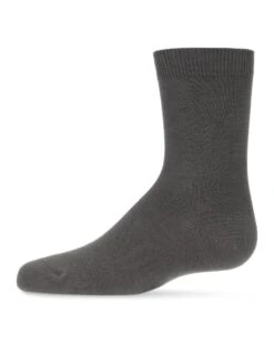 Memoi MK-6166-02206-8 Bamboo Kids Crew Socks, Dark Gray - Size 8