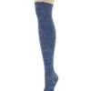 Memoi MF6-834-40000-OS Warped Crochet Over The Knee Socks For Womens, Blue - One Size -Fashion Socks Store NFCL23841