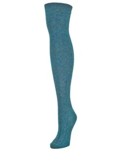 Memoi MF6-835-45003-OS Braid Trails Over The Knee Socks For Womens, Blue Heather - One Size
