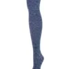 Memoi MF6-837-45003-OS Crochet Mix Over The Knee Socks For Womens, Blue Heather - One Size