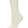 Memoi MF6-5603-75002-OS Weaved Flower Chunky Knit Crew Socks For Womens, Ivory - One Size -Fashion Socks Store NFCL23878