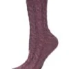 Memoi MF6-5604-59907-OS Twist Chunky Knit Crew Socks For Womens, Eggplant Heather - One Size -Fashion Socks Store NFCL23883