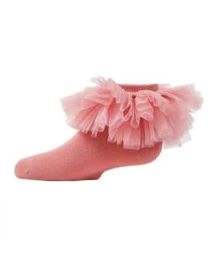 Memoi MKF-6031-66020-6 Tutu Anklet Socks For Girls, Blush Pink - Size 6