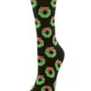 Memoi MF6-1205-00001-OS Wreath Crew Socks, Black - One Size -Fashion Socks Store NFCL24080