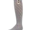Memoi MKF-7005-03003-9-11 Button Lace Trim Girls Knee-High Socks, Medium Gray Heather - Size 9-11 -Fashion Socks Store NFCL24128
