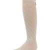 Memoi MKF-7005-11700-8-9 Button Lace Trim Girls Knee-High Socks, Winter White - Size 8-9 -Fashion Socks Store NFCL24131