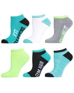 Memoi MJB-2022-34003-OS Fit Happens Half Cushioned Lowcut Socks For Womens, Viridian Green Multicolor - One Size - Pack Of 6