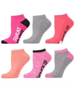 Memoi MJB-2023-67004-OS Sweat It Out Half Cushioned Low-Cut Socks, Pink Glo Multicolor - One Size - Pack Of 12