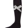Memoi MKF-7016-00001-4 Tidy Little Bow Girls Knee Socks, Black - Size 4 -Fashion Socks Store NFCL24544