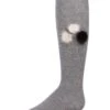 Memoi MKF-7018-03008-4 Fuzzy & Fun Girls Pompom Knee Socks, Medium Gray - Size 4 -Fashion Socks Store NFCL24564