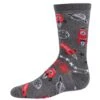 Memoi MFB-2002-01002-67 Rocket Ship Bamboo Blend Boys Crew Socks, Charcoal - Size 6-7 -Fashion Socks Store NFCL24653