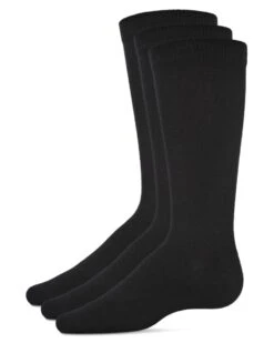 Memoi MK-10961-00001-89 Flat Bamboo Blend Boys Crew Socks, Black - Size 8-9 - Pack Of 3