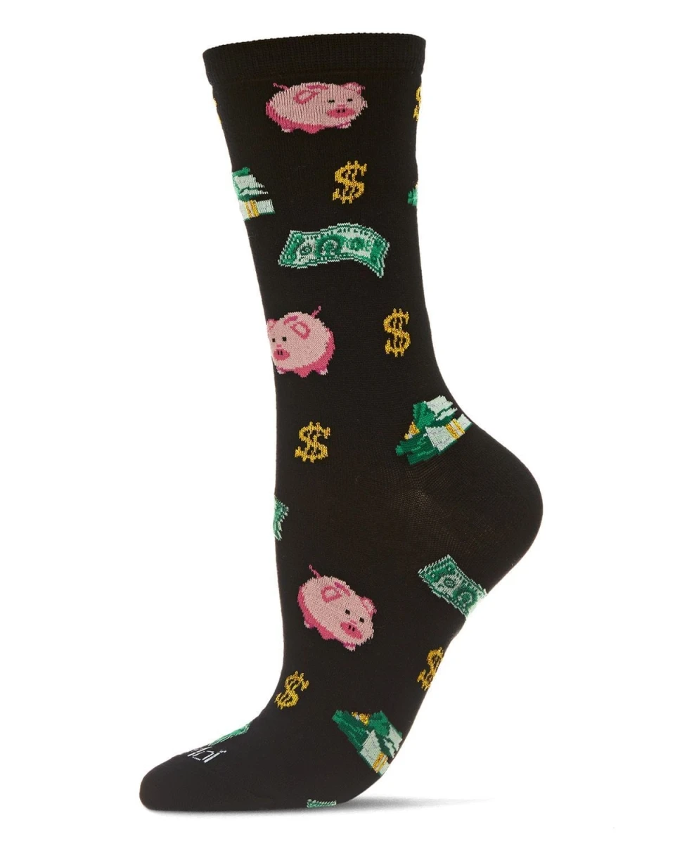 Memoi MCV07174-00001-9-11 Money In The Bank Bamboo Crew Socks For Womens, Black - Size 9-11 3 Memoi MCV07174-00001-9-11 Money In The Bank Bamboo Crew Socks For Womens, Black - Size 9-11