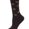 Memoi MCF07411-00001-9-11 Striped Bee Crew Socks For Womens, Black - Size 9-11