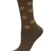Memoi MCF07411-30110-9-11 Striped Bee Crew Socks For Womens, Olive - Size 9-11 -Fashion Socks Store NFCL27560