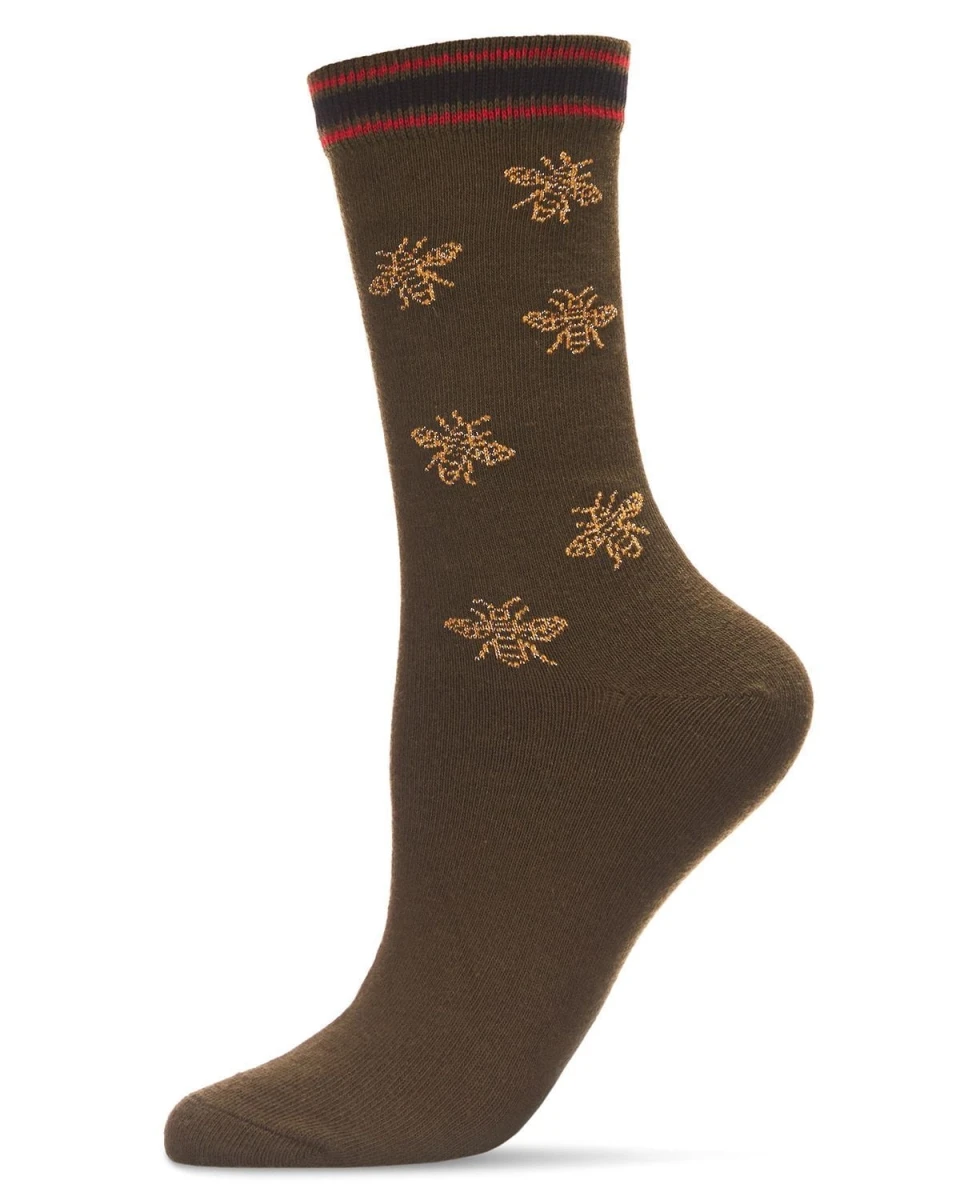 Memoi MCF07411-30110-9-11 Striped Bee Crew Socks For Womens, Olive - Size 9-11 3 Memoi MCF07411-30110-9-11 Striped Bee Crew Socks For Womens, Olive - Size 9-11