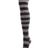 Memoi MF7-856-00001-OS Toulouse Over The Knee Striped Sock For Womens, Black - One Size -Fashion Socks Store NFCL28173