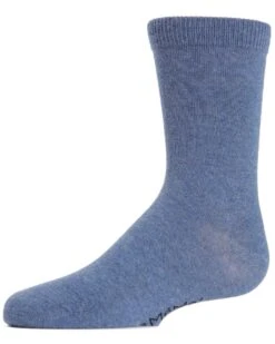 Memoi MK-5104-45013-12 Basic Kids Crew Socks, Light Denim - Size 12