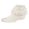 Memoi MKF-6028-11700-4 Petite Floral Lace Anklet Socks For Girls, Winter White - Size 4 -Fashion Socks Store NFCL29399